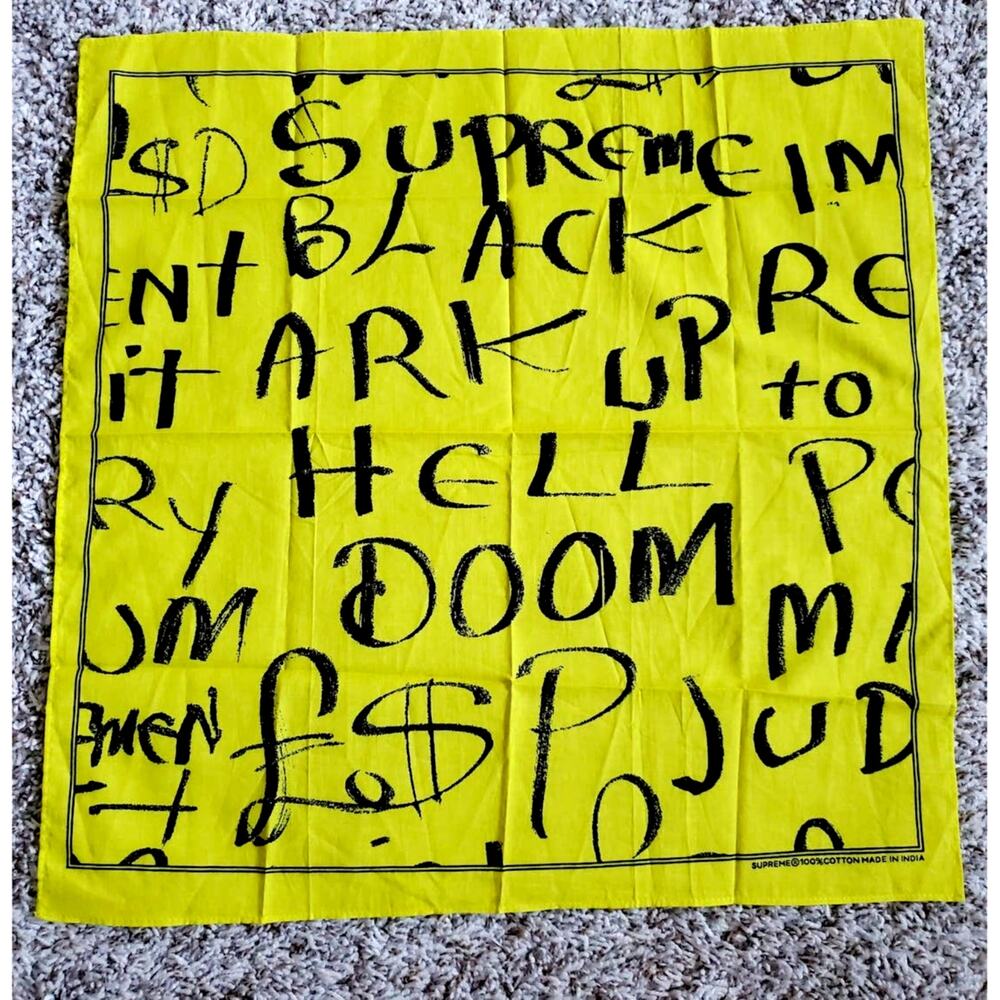 Supreme Fluorescent Yellow Black Arc Bandana